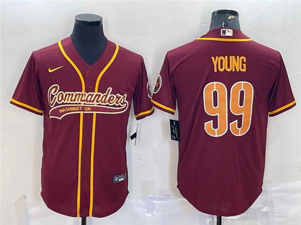 Men's Washington Commanders #99 Chase Young Burgundy With Patch Cool Base Stitched Jersey